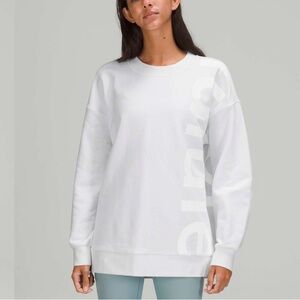 Lululemon White Oversized Crew LOGO Sweatshirt